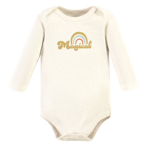 Hudson Baby Cotton Long-Sleeve Bodysuits, Magical Rainbow 3-Pack