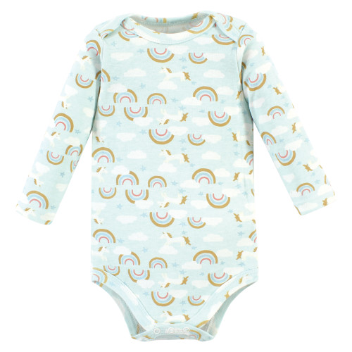 Hudson Baby Cotton Long-Sleeve Bodysuits, Magical Rainbow 3-Pack