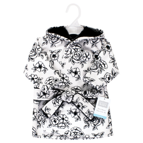 Hudson Baby Mink with Faux Fur Lining Pool and Beach Robe Cover-ups, Black Toile