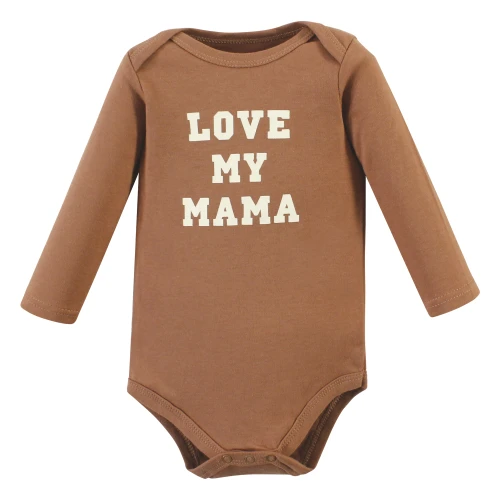 Hudson Baby Cotton Bodysuit and Pant Set, Brown Navy Mamas Boy Long-Sleeve