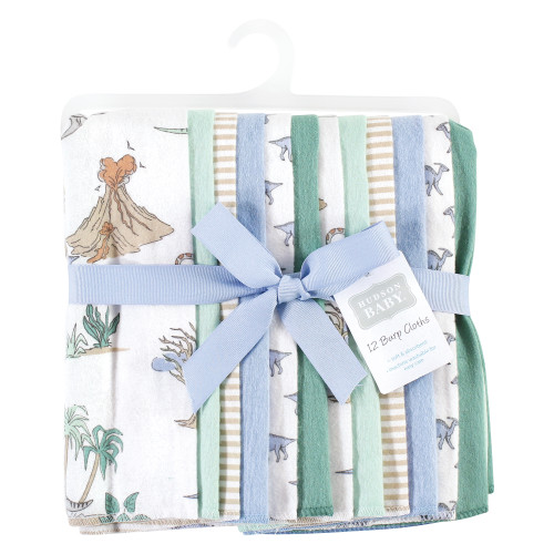 Hudson Baby Cotton Flannel Burp Cloths Bundle, Boy Dino World