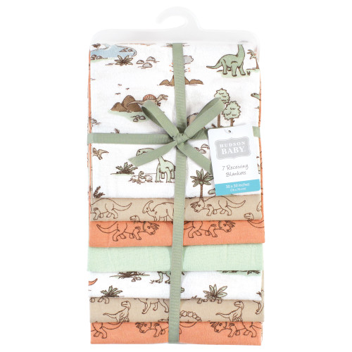 Hudson Baby Cotton Flannel Receiving Blankets Bundle, Dinosaur Adventures