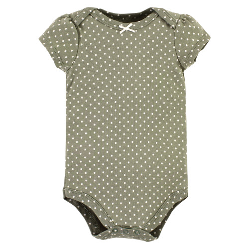 Hudson Baby Cotton Bodysuits, Sage Floral Wreath 3 Pack