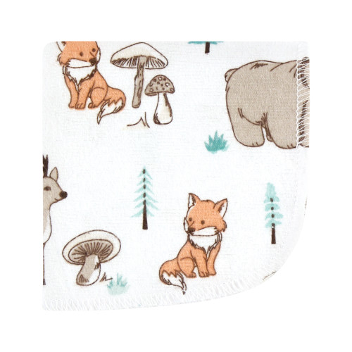 Hudson Baby Flannel Cotton Washcloths, Neutral Woodland Pals 12Pk