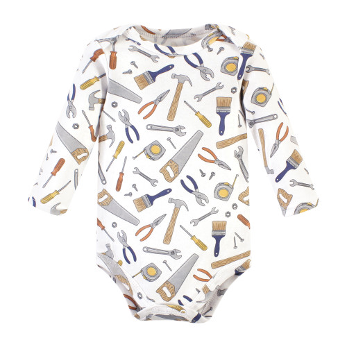 Hudson Baby Cotton Long-Sleeve Bodysuits, Construction Work 3-Pack
