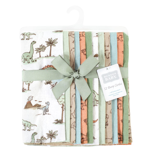 Hudson Baby Cotton Flannel Burp Cloths Bundle, Dinosaur Adventures