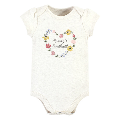Hudson Baby Cotton Bodysuit and Pant Set, Soft Painted Floral Short-Sleeve