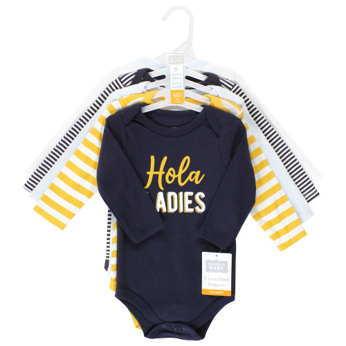 Hudson Baby Cotton Long-Sleeve Bodysuits, Hola Ladies 5-Pack