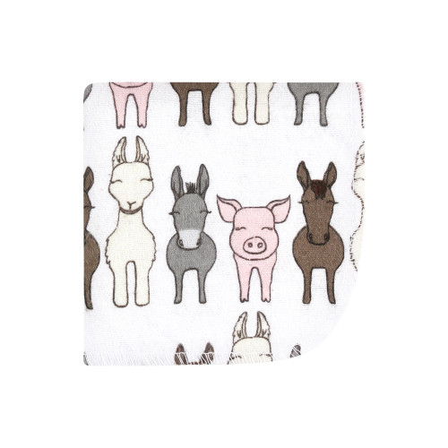 Hudson Baby Flannel Cotton Washcloths, Farm Friends Pink 10Pk
