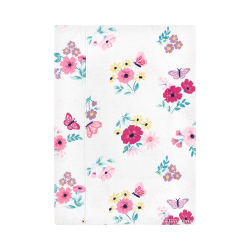 Hudson Baby Cotton Flannel Burp Cloths, Butterfly Floral 4-Pack