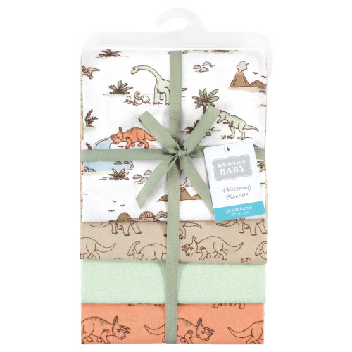 Hudson Baby Cotton Flannel Receiving Blankets, Dinosaur Adventures