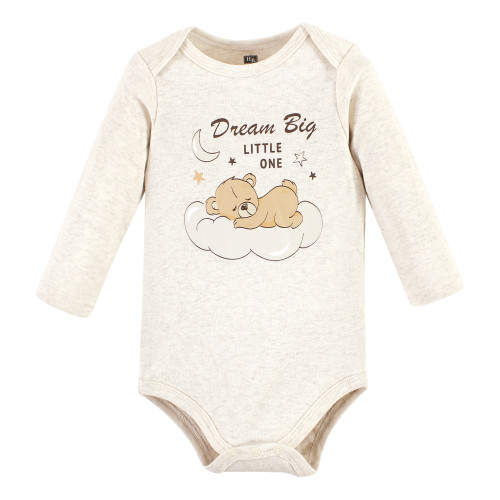 Hudson Baby Cotton Long-Sleeve Bodysuits, Dream Big Teddy