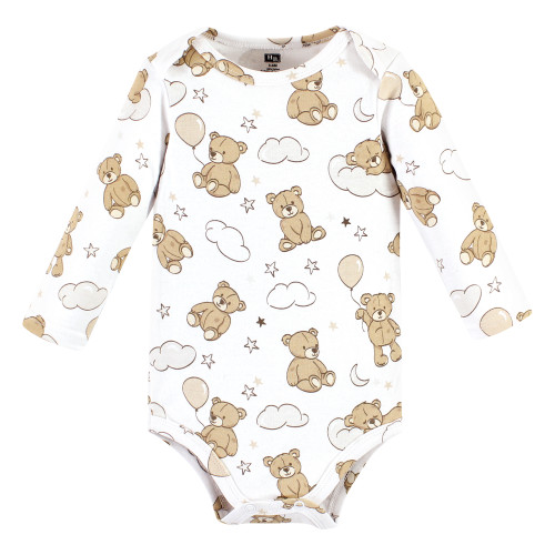 Hudson Baby Cotton Long-Sleeve Bodysuits, Dream Big Teddy
