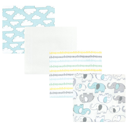 Hudson Baby Cotton Flannel Receiving Blankets, Neutral New Elephant
