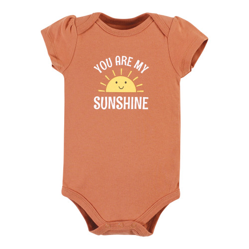 Hudson Baby Cotton Bodysuit and Pant Set, Sunshine Rainbows Short-Sleeve