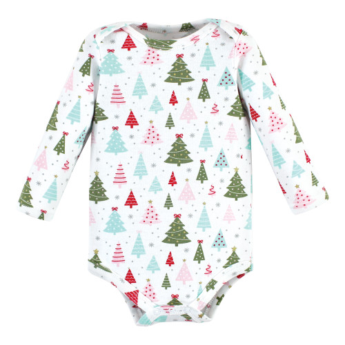 Hudson Baby Cotton Bodysuit and Pant Set, Red Sparkle Trees