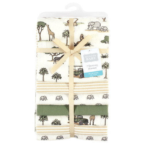 Hudson Baby Cotton Flannel Receiving Blankets Bundle, Going On Safari