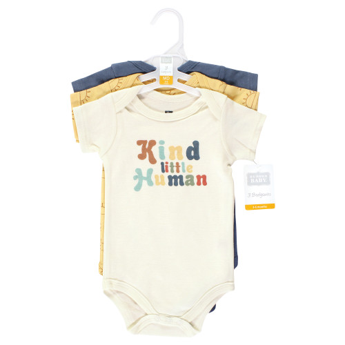 Hudson Baby Cotton Bodysuits, Kind Human 3 Pack