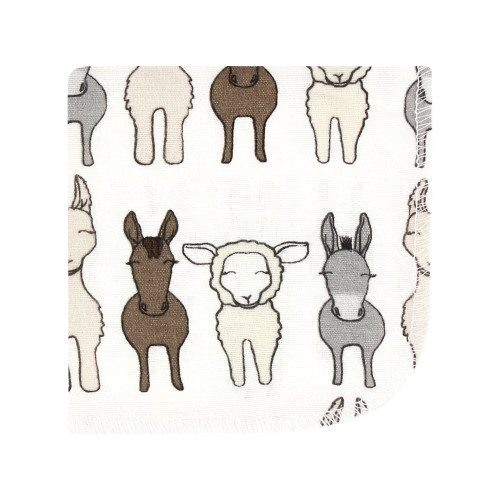 Hudson Baby Flannel Cotton Washcloths, Farm Friends Cream 10Pk