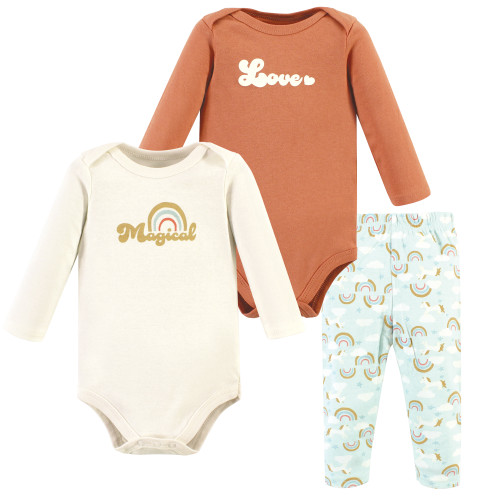 Hudson Baby Cotton Bodysuit and Pant Set, Magical Rainbow