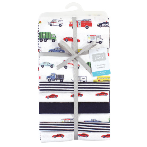 Hudson Baby Cotton Flannel Receiving Blankets Bundle, Going Places