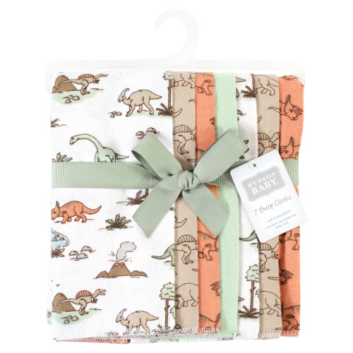 Hudson Baby Cotton Flannel Burp Cloths, Dinosaur Adventures 7-Pack