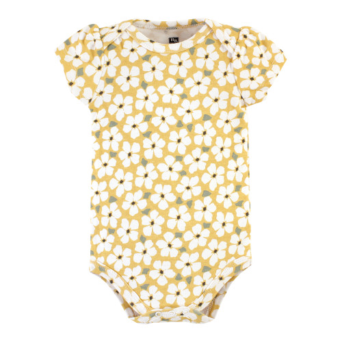 Hudson Baby Cotton Bodysuit and Pant Set, Sage Floral Wreath