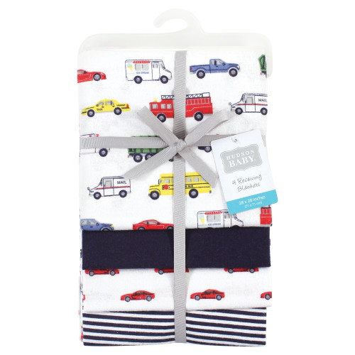 Hudson Baby Cotton Flannel Receiving Blankets, Going Places