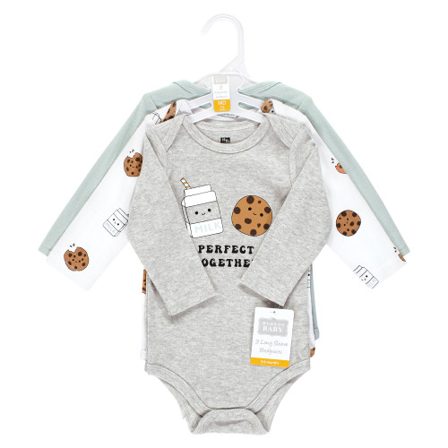 Hudson Baby Cotton Long-Sleeve Bodysuits, Milk Cookies Pair