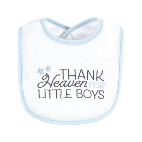 Hudson Baby Cotton Terry Drooler Bibs with Fiber Filling, Thank Heaven Blue Stars