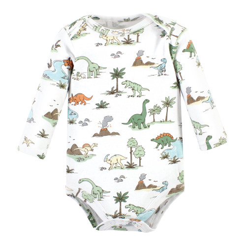 Hudson Baby Cotton Long-Sleeve Bodysuits, Dinosaur Adventures 3-Pack