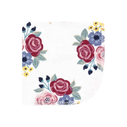 Hudson Baby Flannel Cotton Washcloths, Blush Navy Floral 12Pk
