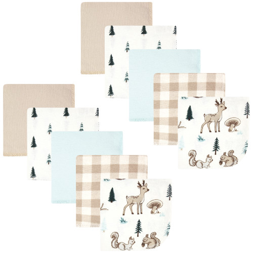 Hudson Baby Flannel Cotton Washcloths, Boy Woodland Pals 10Pk