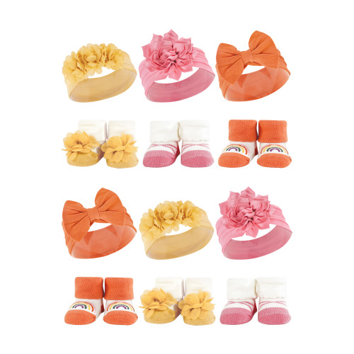 Hudson Baby 12Pc Headband and Socks Giftset, Yellow Orange
