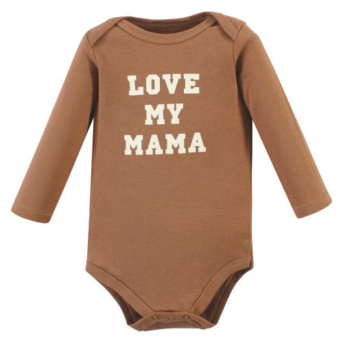 Hudson Baby Cotton Long-Sleeve Bodysuits, Brown Navy Mamas Boy 3-Pack
