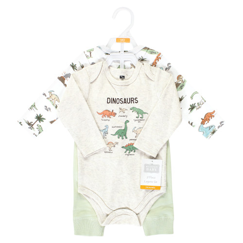 Hudson Baby Cotton Bodysuit and Pant Set, Dinosaur Adventures Long-Sleeve