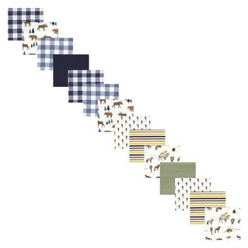 Hudson Baby Cotton Flannel Receiving Blankets Bundle Set, Moose Bear Desert Animals