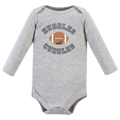 Hudson Baby Cotton Long-Sleeve Bodysuits, Football Huddles 3-Pack