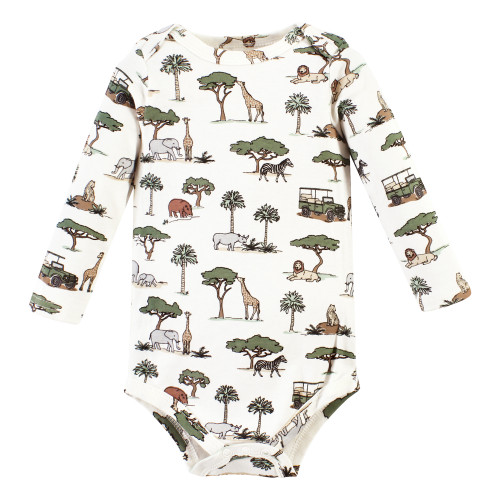 Hudson Baby Cotton Bodysuit and Pant Set, Going On Safari Long Sleeve