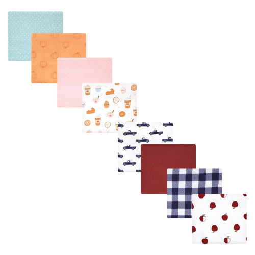 Hudson Baby Cotton Flannel Receiving Blankets Bundle Set, Pumpkin Spice Apple Orchard