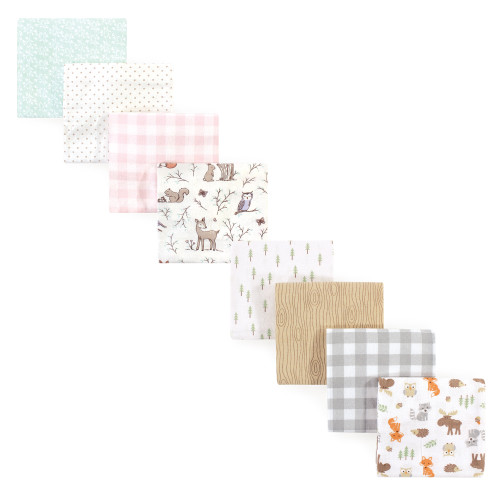 Hudson Baby Cotton Flannel Receiving Blankets Bundle Set, Enchanted Forest Woodland
