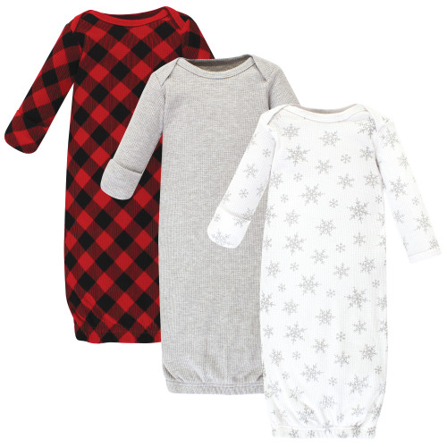 Hudson Baby Thermal Gown 3pk, Snowflake