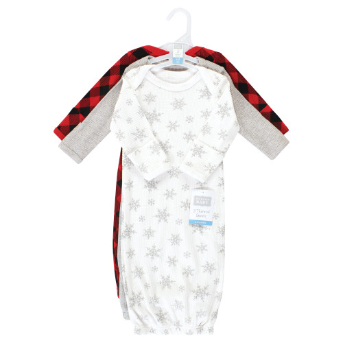 Hudson Baby Thermal Gown 3pk, Snowflake