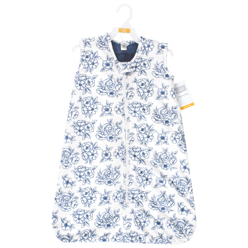 Hudson Baby Plush Faux Fur Sleeping Bag, Wearable Blanket, Blue Toile