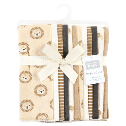 Hudson Baby Cotton Flannel Burp Cloths Bundle, Brave Lion