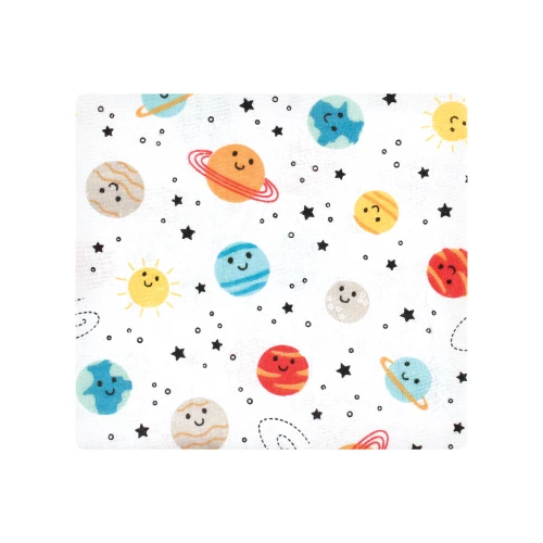 Hudson Baby Cotton Poly Flannel Receiving Blankets Bundle, Happy Planets