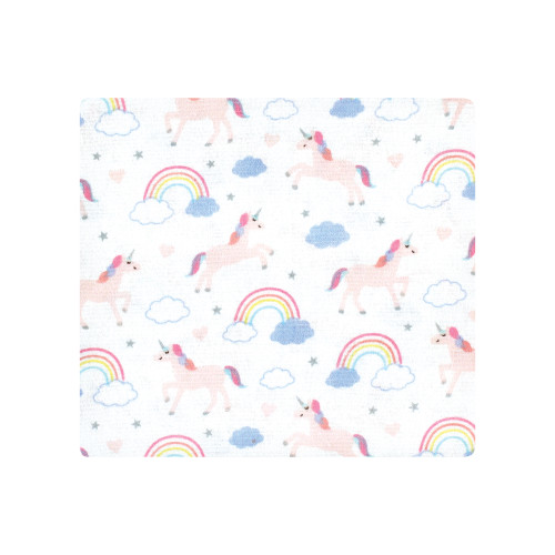 Hudson Baby Cotton Flannel Receiving Blankets Bundle, Unicorns Rainbows