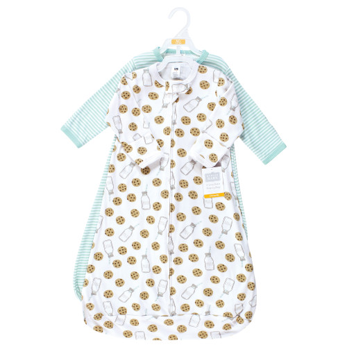 Hudson Baby Cotton Long-Sleeve Wearable Sleeping Bag, Sack, Blanket, Mint Milk Cookies Long Sleeve