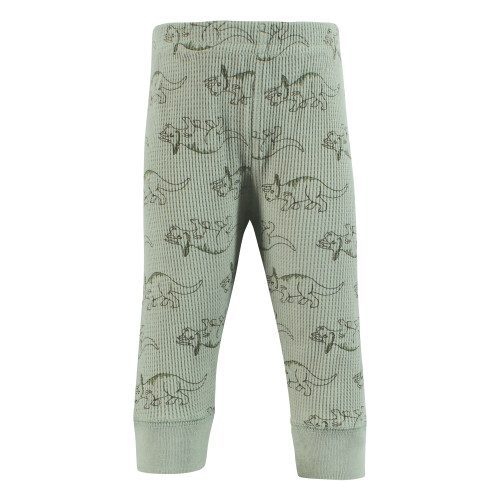 Hudson Baby Thermal Tapered Ankle Pants 4pk, Sage Dinosaur