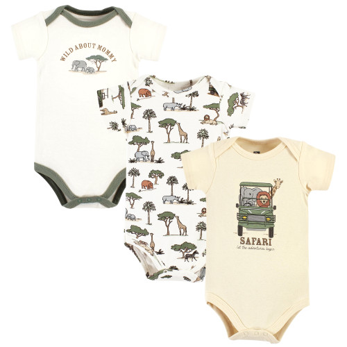 Hudson Baby Cotton Bodysuits, Going On Safari 3-Pack